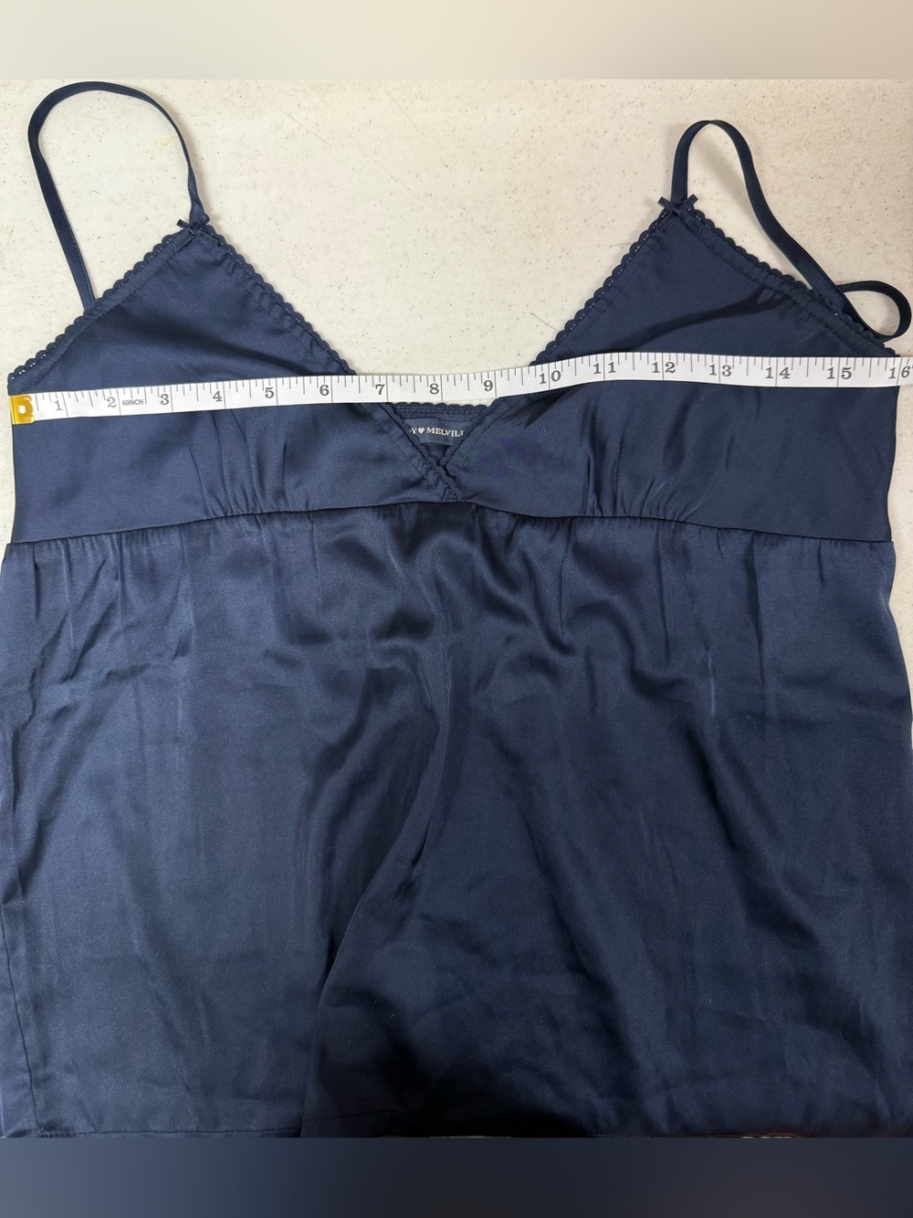 Brandy Melville Navy Satin Babydoll Cami Coquette Y2K Balletcore Top Small - Picture 11 of 12